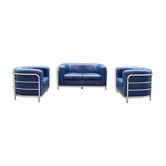 Zanotta Onda set Sofa & 2 Chairs blue leather