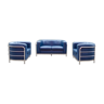 Zanotta Onda set Sofa & 2 Chairs blue leather
