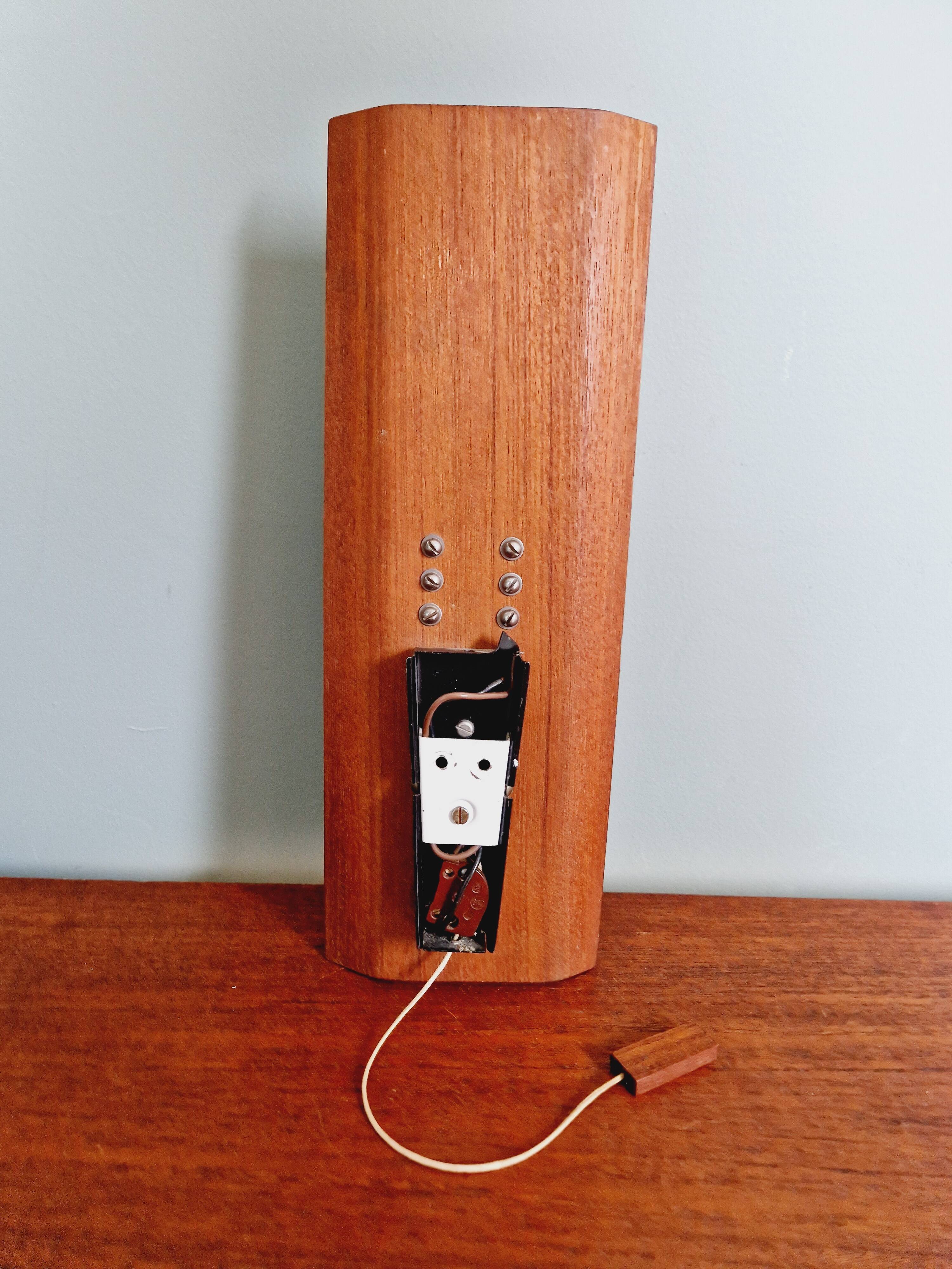 Scandinavian wall light in opaline and teak, 1960s