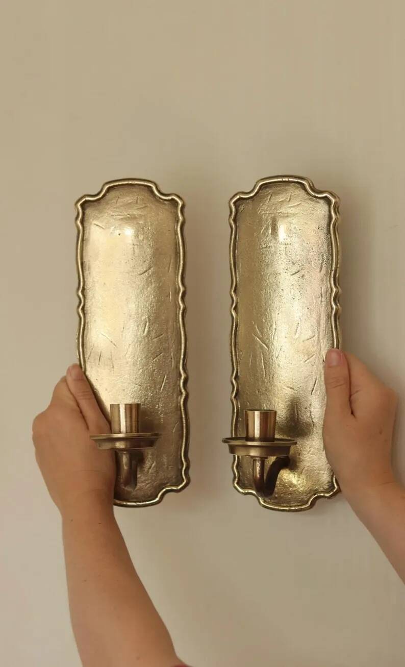 Pair of Swedish Mid-Century Brass Wall Sconces by Scandia