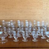 Art deco part of service of glasses and carafes 37 pieces circa 1940