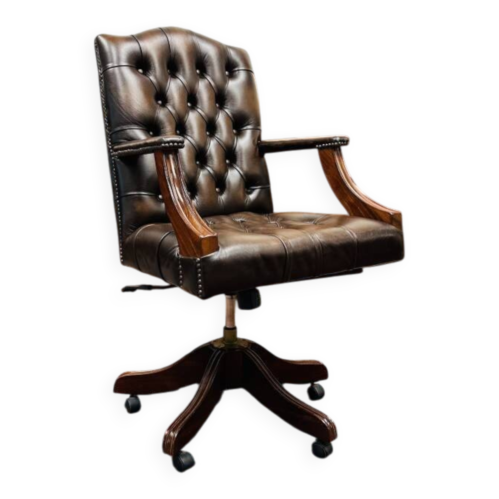 Brown English Chesterfield Desk Chair President chair