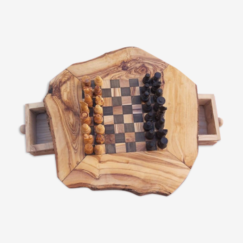 Rustic handmade chessboard 30×33cm