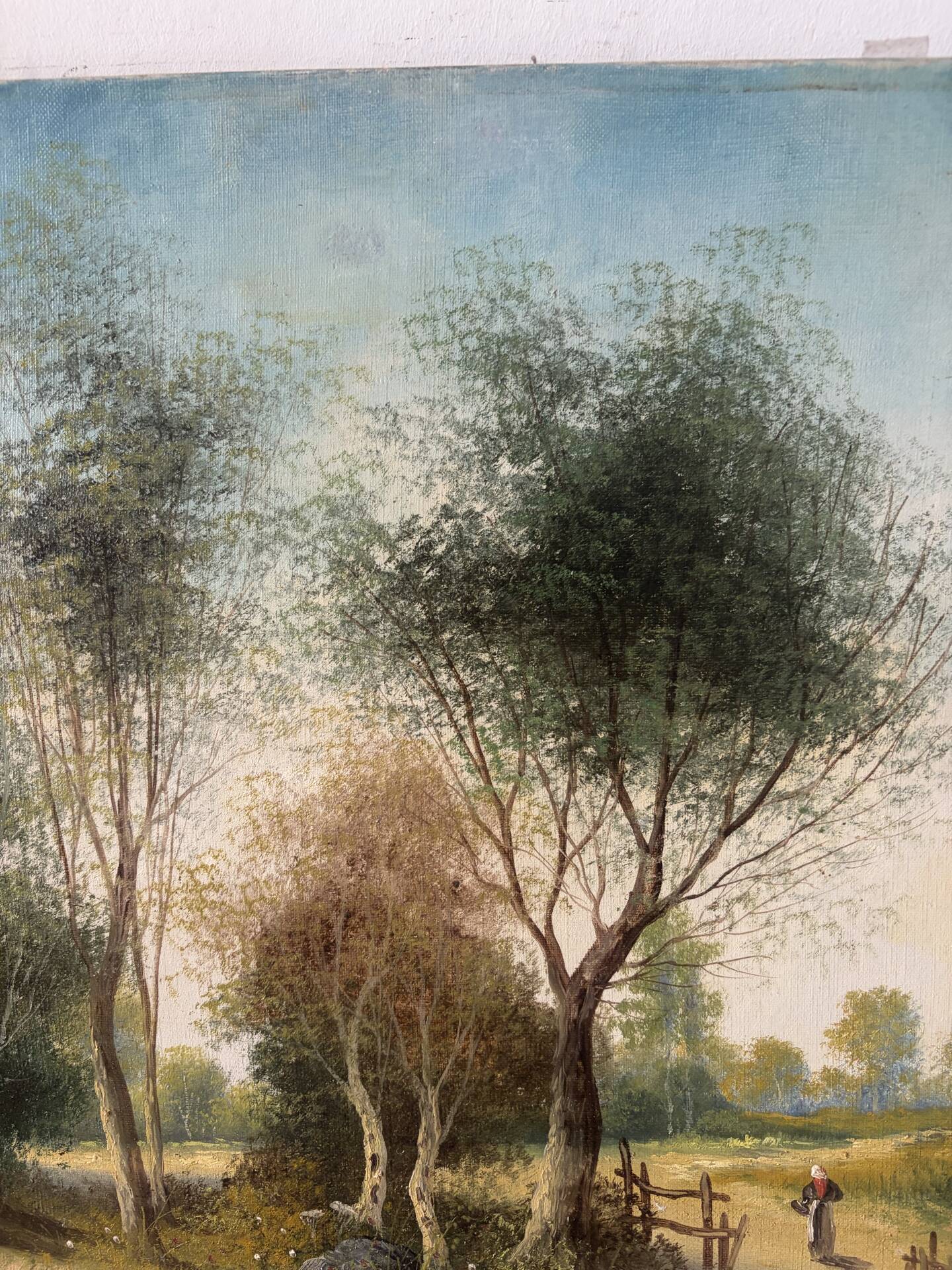 Path under the tall trees, oil on canvas signed