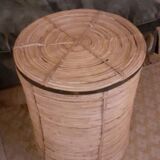 Large XL Rattan & Brass Basket with Handles