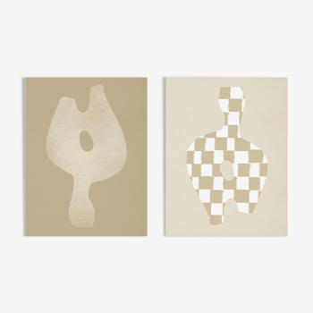 Pair of prints, checkered wall art set of two, 50x70cm