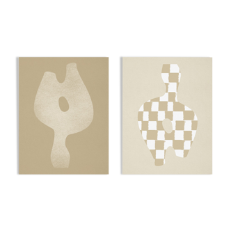 Pair of prints, checkered wall art set of two, 50x70cm