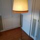 Authentic antique lamppost in gilded brass lampshade in fringed cream fabric