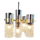 Vintage italian glass and chrome chandelier, 1970s