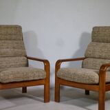 Teak Highback Lounge Chairs by L. Olsen & Søn, Set of 2, Denmark, 1960s