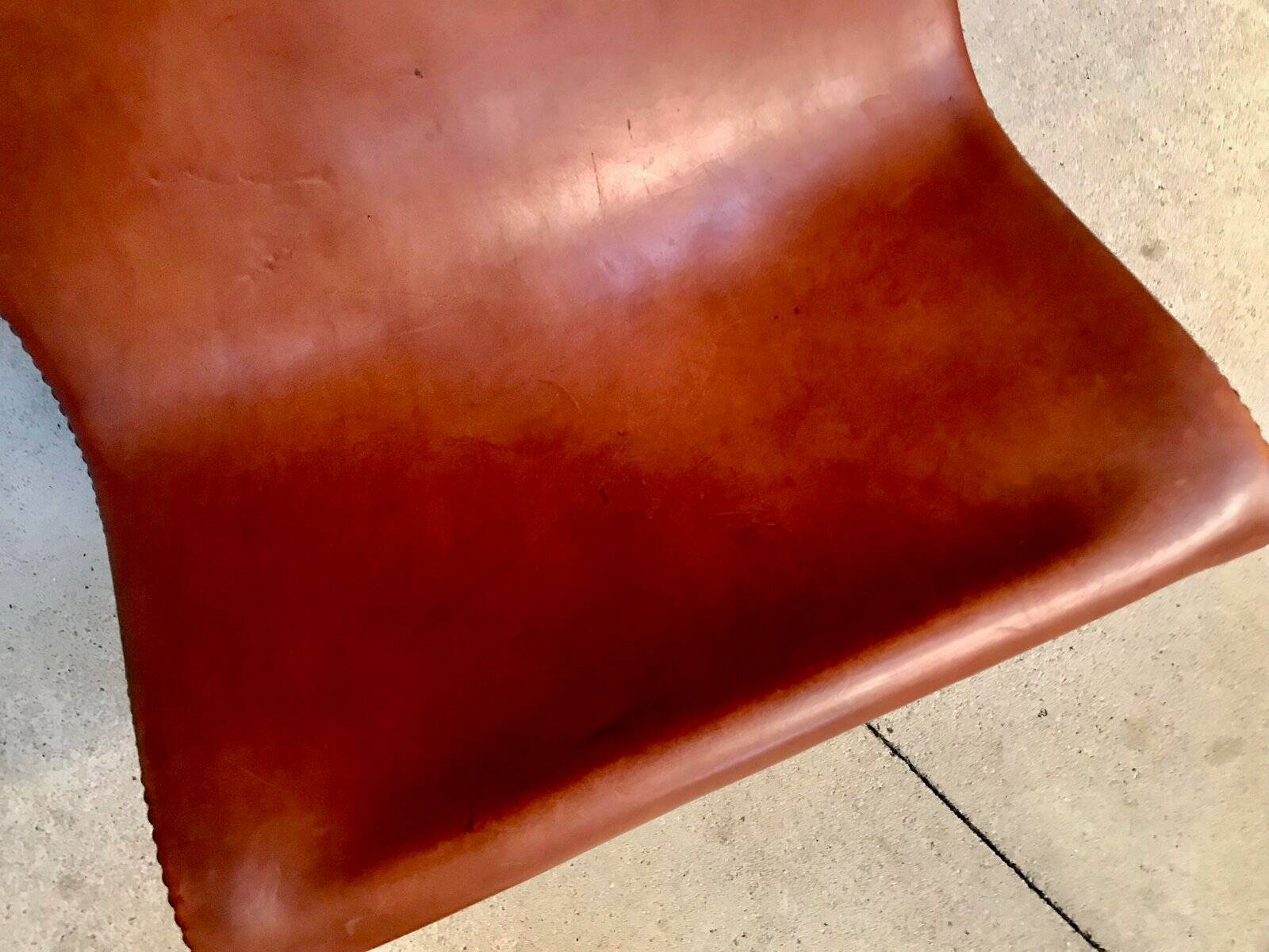 Set of 2 Spanish high-back leather slipper chairs by Pierre Lottier, 1950s