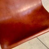 Set of 2 Spanish high-back leather slipper chairs by Pierre Lottier, 1950s