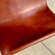 Set of 2 Spanish high-back leather slipper chairs by Pierre Lottier, 1950s