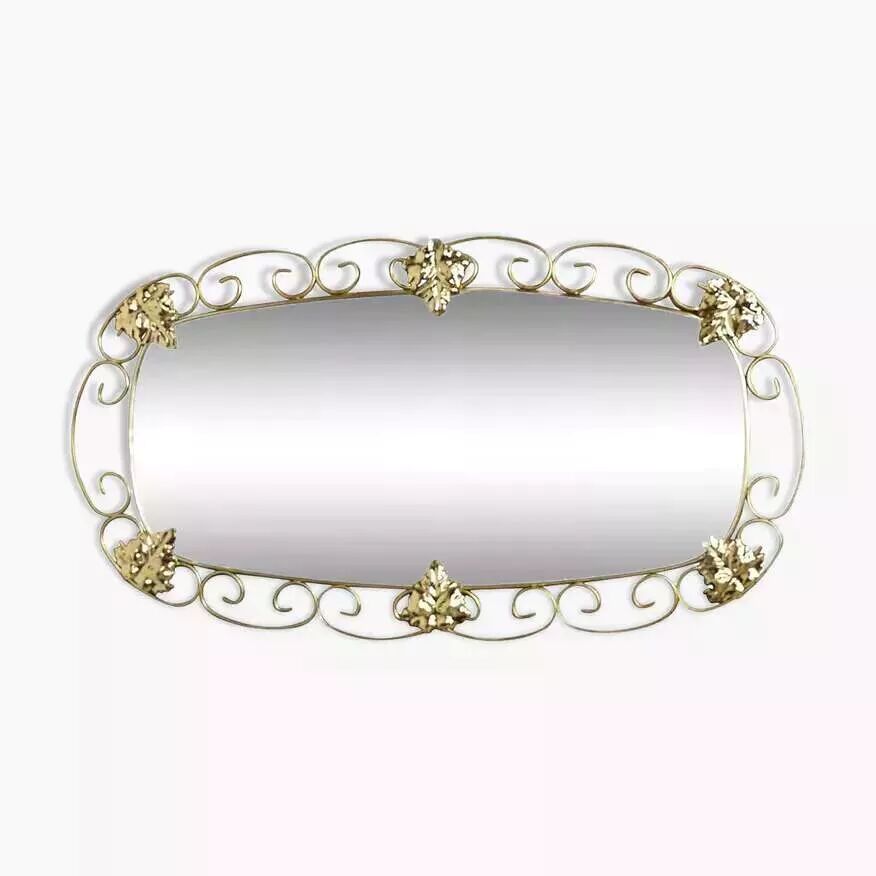 1950s oval brass mirror - 38x69cm