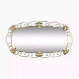 Miroir ovale années 50 en laiton - 38x69cm