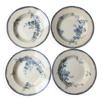 4 assiettes creuses Groseilles de Sarreguemines