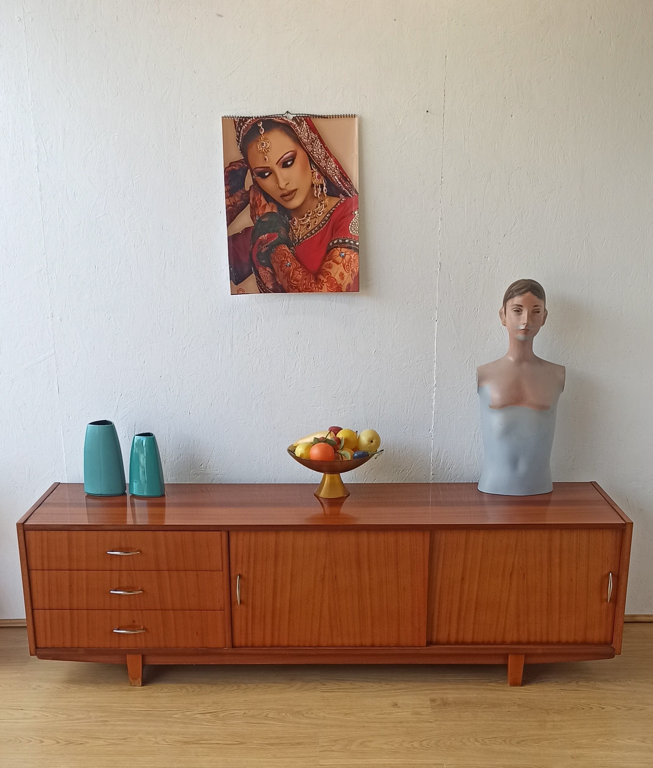 Vintage lowboard with drawers and shelves, 1970