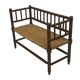 Vintage 'bobbin' bench with a rush seat, 1920s design with armrests.