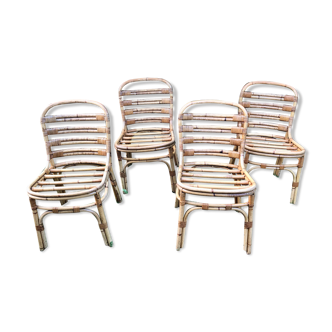 4 chaises en rotin