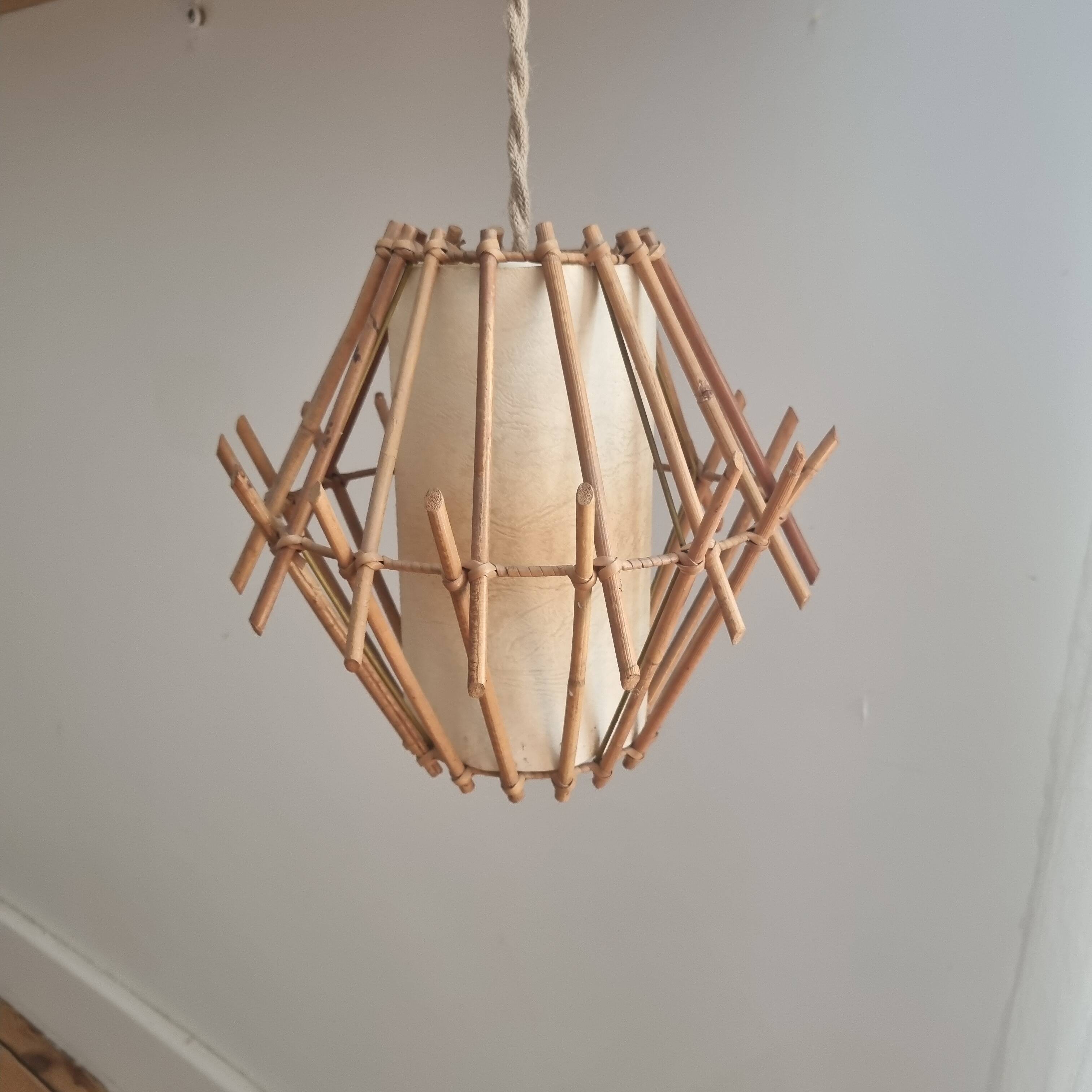 Vintage rattan pendant light