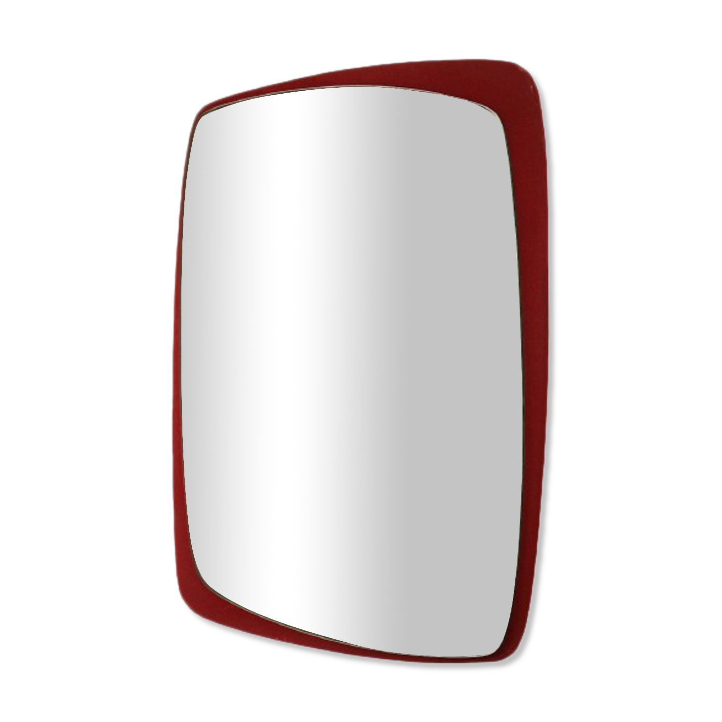 Retro free-form mirror felt wood 49 x 36