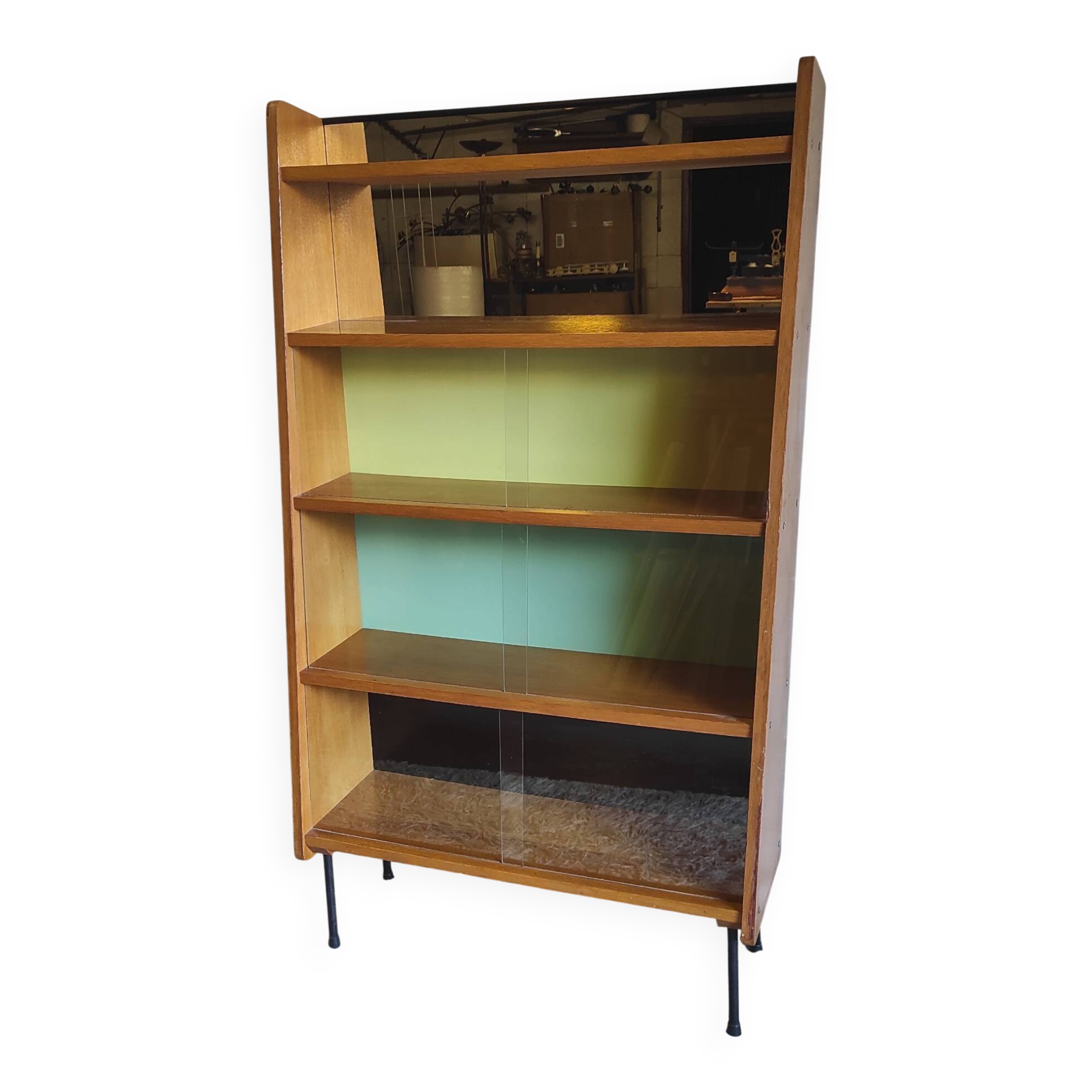 Modernist wooden library attributed to Pierre Guariche - 50s/60s
