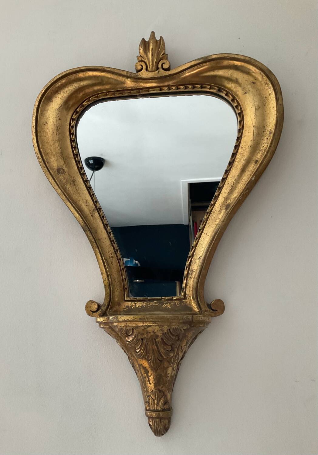 Miroir doré vintage avec selette