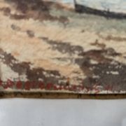 Marine watercolor "Sailboat at sea and stranded on the beach" 20th century