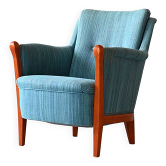 Original vintage armchair with blue fabric