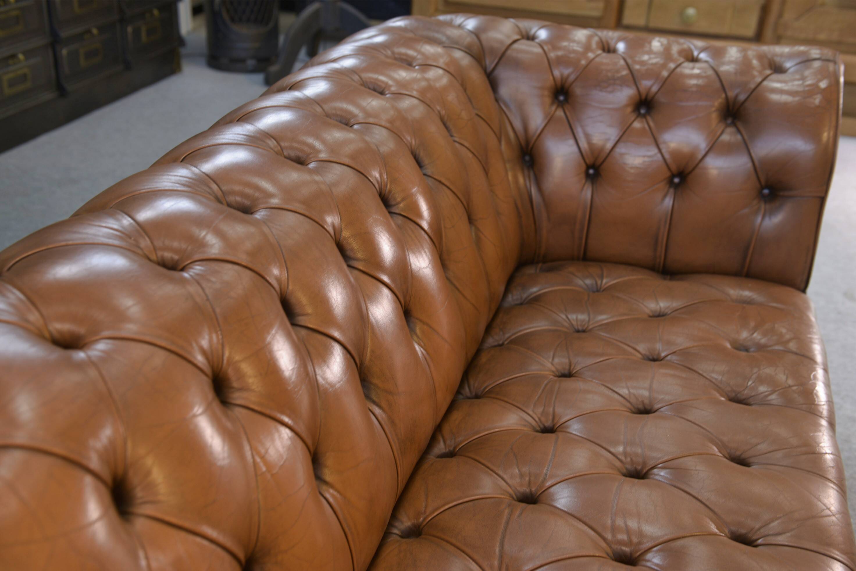 Chesterfield sofa in tan leather