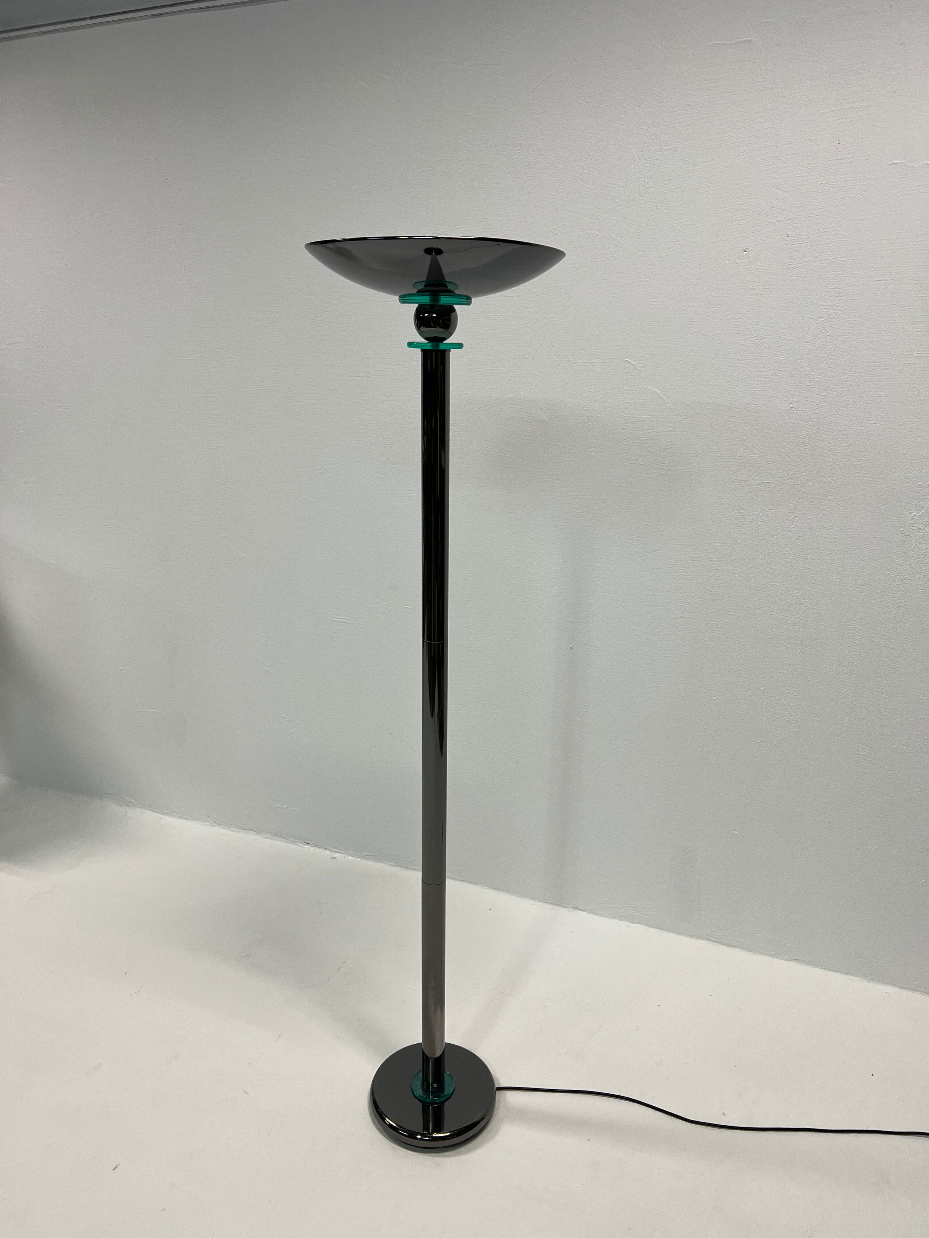 Floor lamp, 80s silver metal