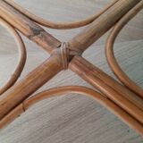 Vintage set of 2 garden woven rattan chairs - sky blue nets - 40