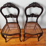 Pair of old Napoleon III chairs, new canework