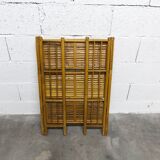 1970s honey-colored folding bamboo shelf