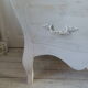 Curved patinated chest of drawers pearl grey waxed finish