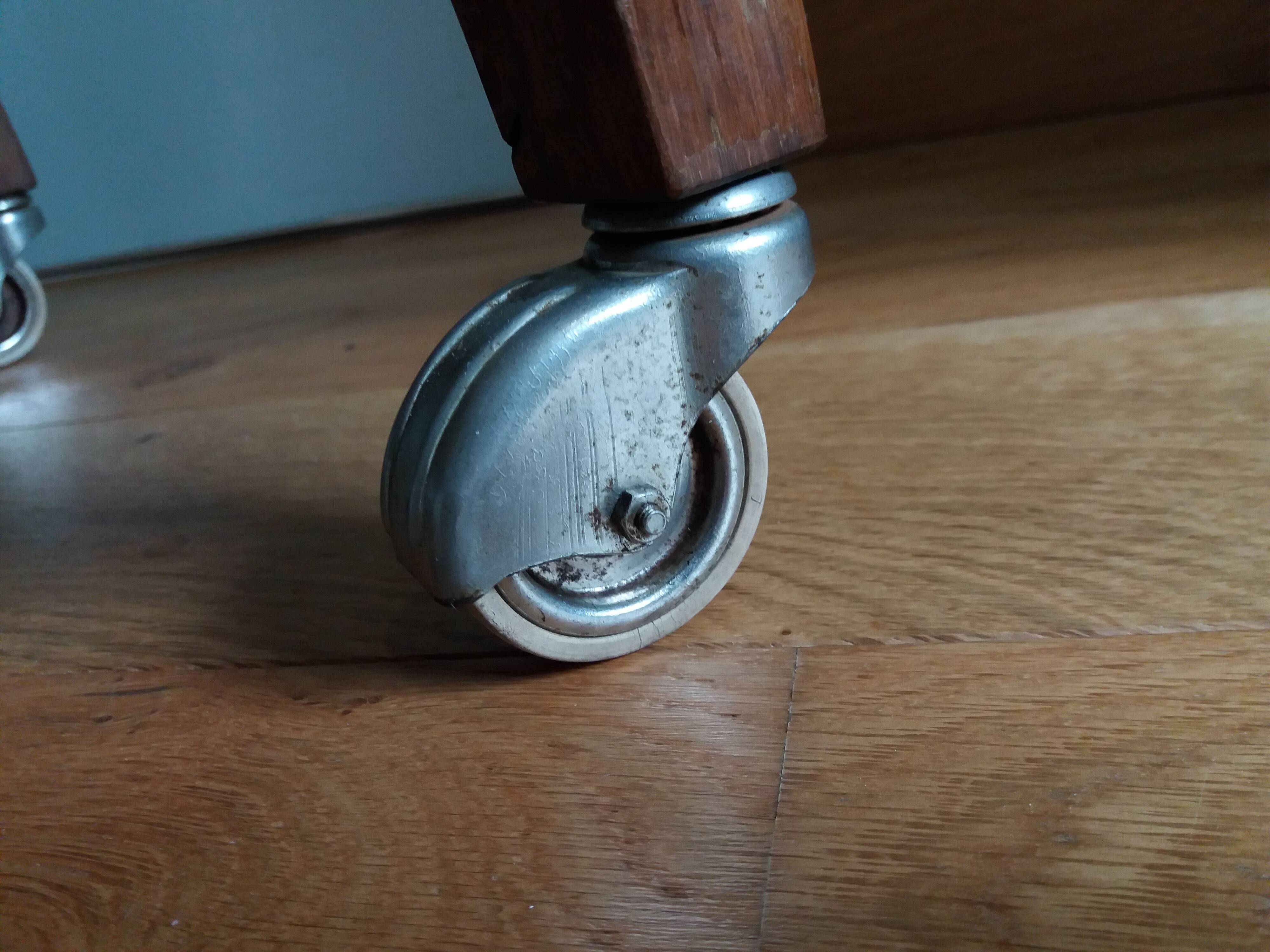 Formica and wood dessert table on wheels