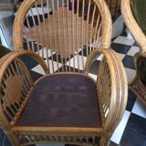 Paire de fauteuils en rotin, osier et bambou tressé, 1970