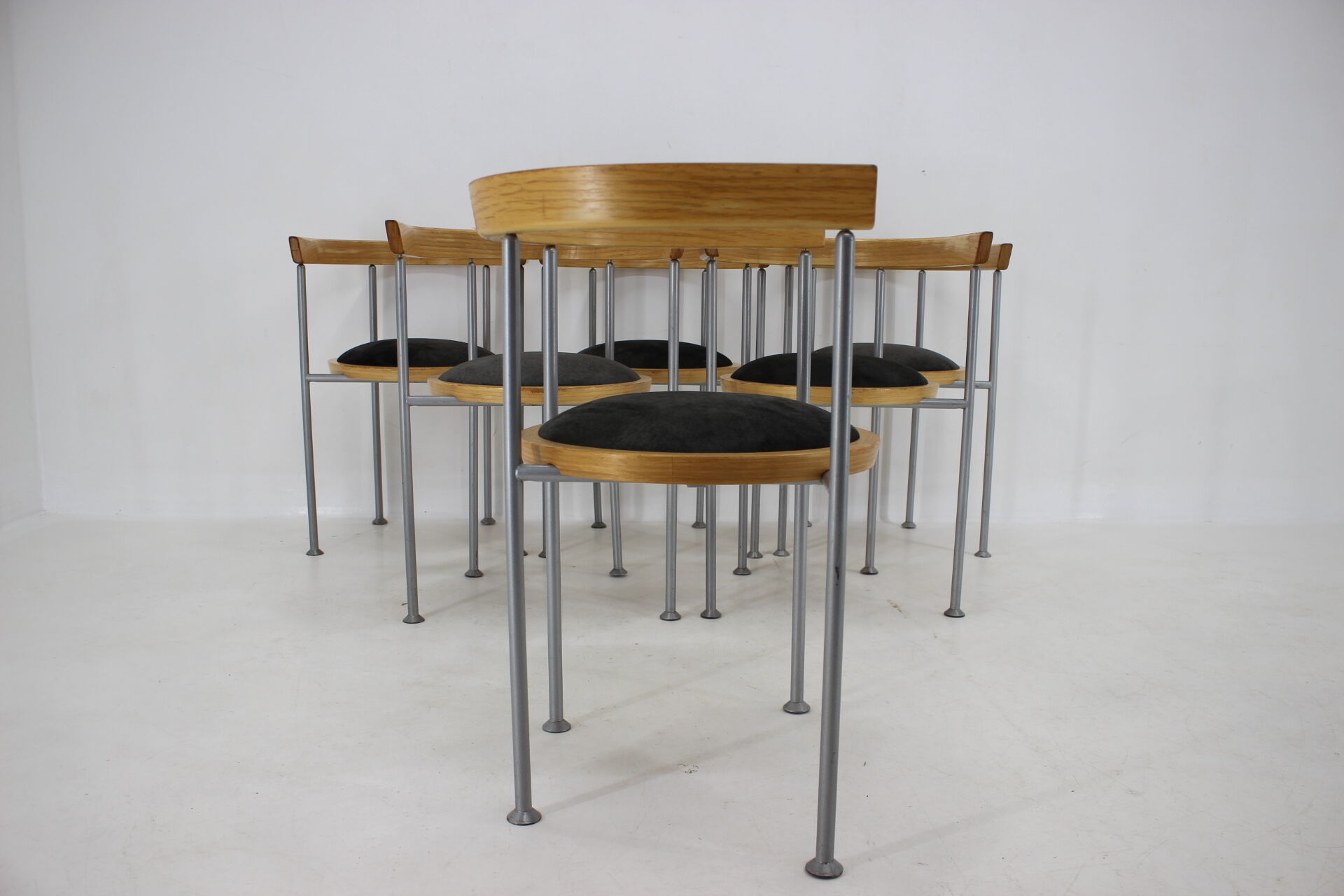 Set of 6 dining chairs by Börge Lindau for Bla Station Sweden 1990s
