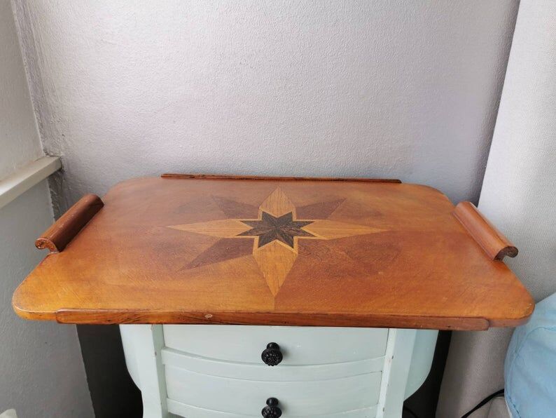Vintage tray in wooden marquetry 1970
