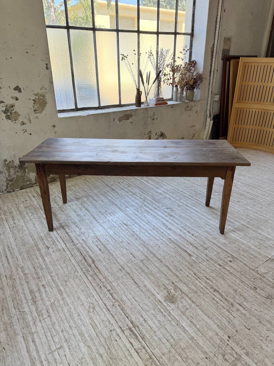 1950s oak farmhouse table with spindle legs