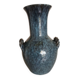 Accolay pottery Yonne - Double handle woven vase - Blue-grey glazed stoneware