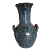Accolay pottery Yonne - Double handle woven vase - Blue-grey glazed stoneware