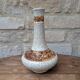 Antique long-necked vase in cracked white ceramic with deer decoration