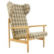 1960s Rare Mid-Century Modern Beech Wing Armchair by ÚLUV, Czechoslovakia