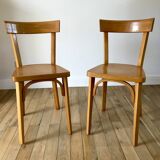 Set of 4 baumann bistro chairs in blond wood / honey stamped 40-50 years