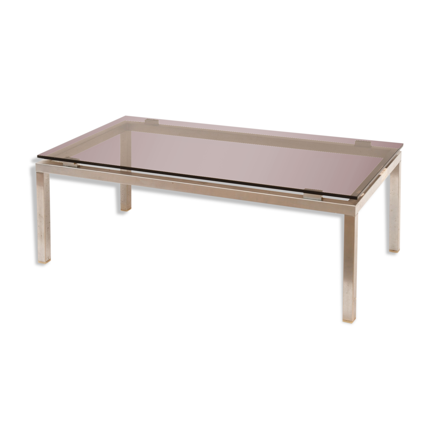 Chrome steel and glass coffee table