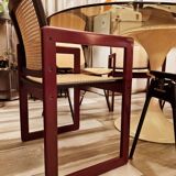 Pascal mourgue rare set de 3 fauteuils traîneaux cannés bois laqué  pour triconfort vintage 80's
