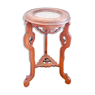 Pedestal table in wood and marble