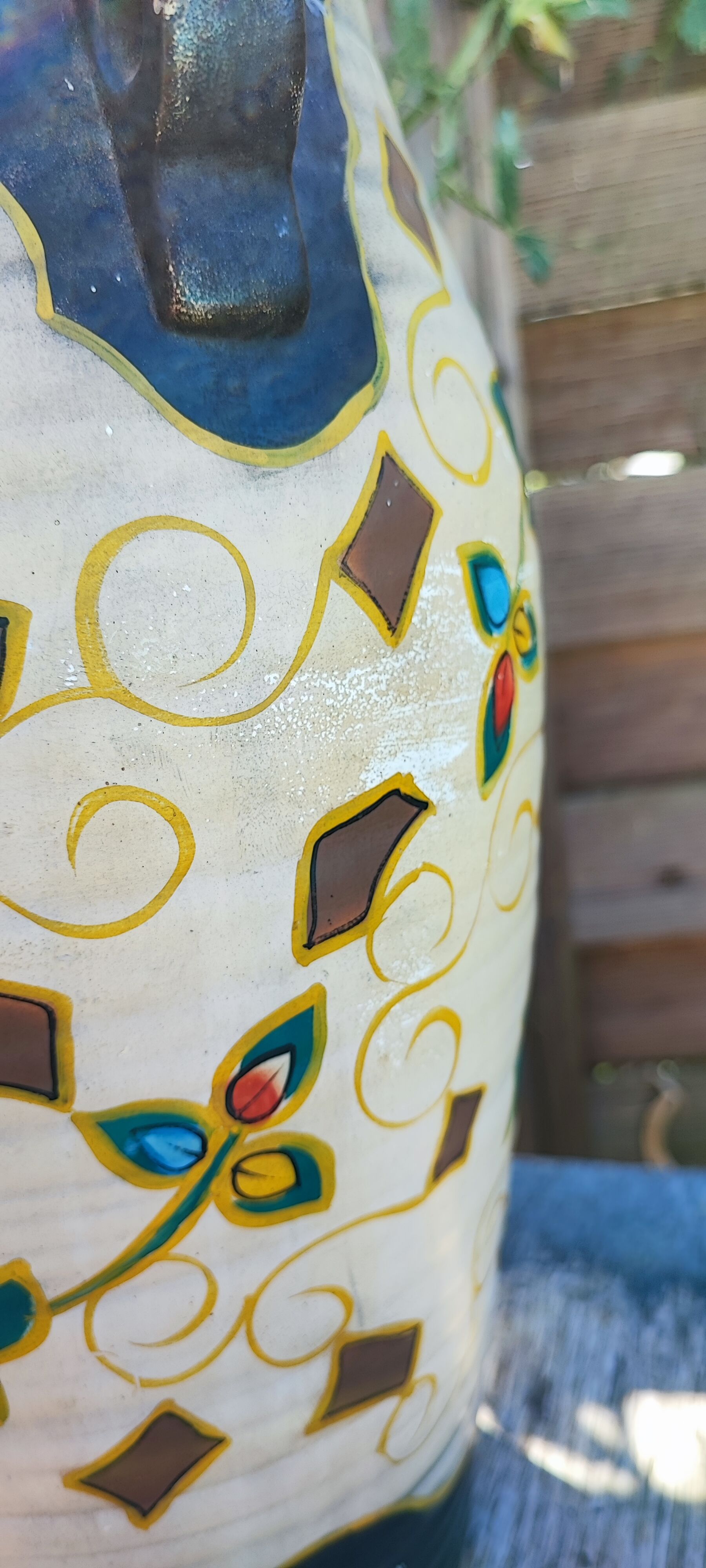 Hand-painted plaster vase Rouen M England
