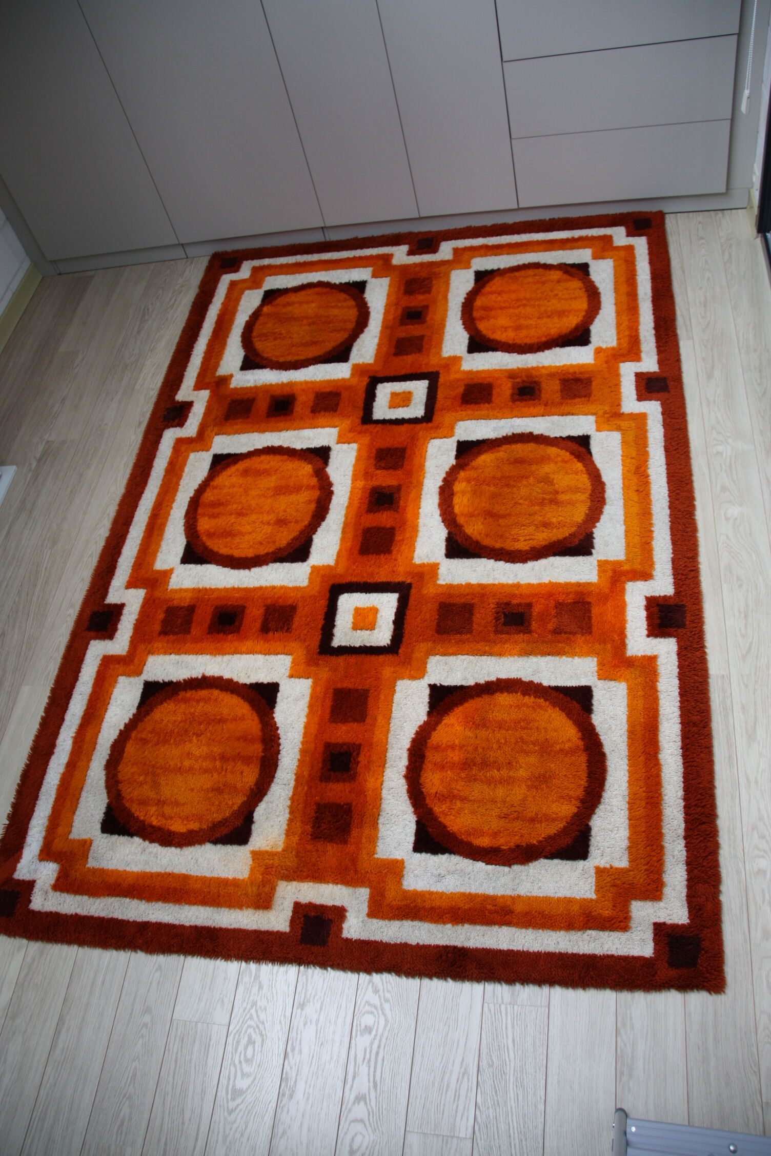Vintage carpet in wool - 'fity shades of orange' - Germany - 1960's